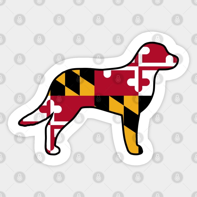 Chesapeake Bay Retriever Silhouette with Maryland Flag Sticker by Coffee Squirrel